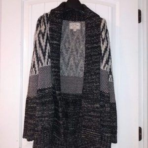 Lucky Brand Women's Long Sleeve Black & White Open Cardigan, S